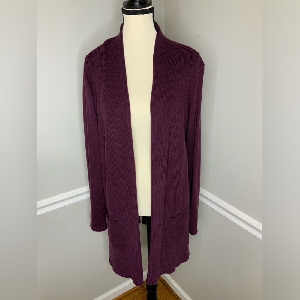 ORVIS	Purple Merino Wool Open Cardigan Sweater